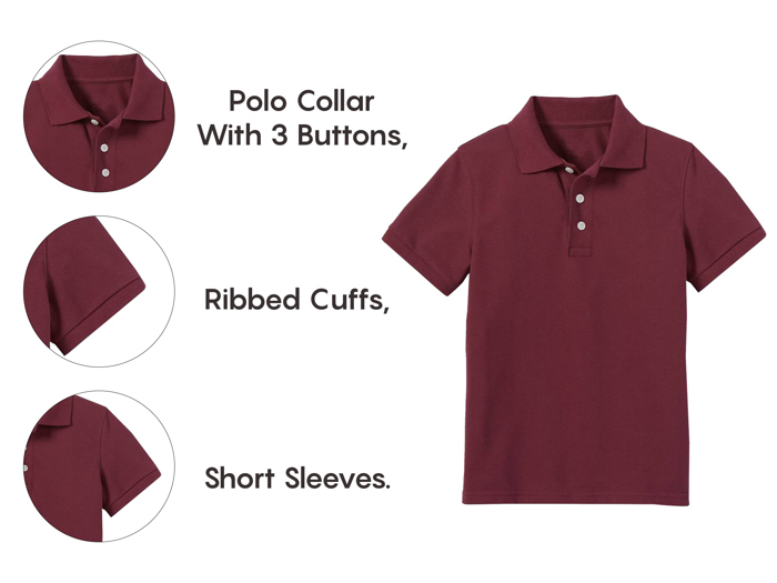10-Pack School Uniform Tagless Polo Tshirt for Little Boys & Big Boys